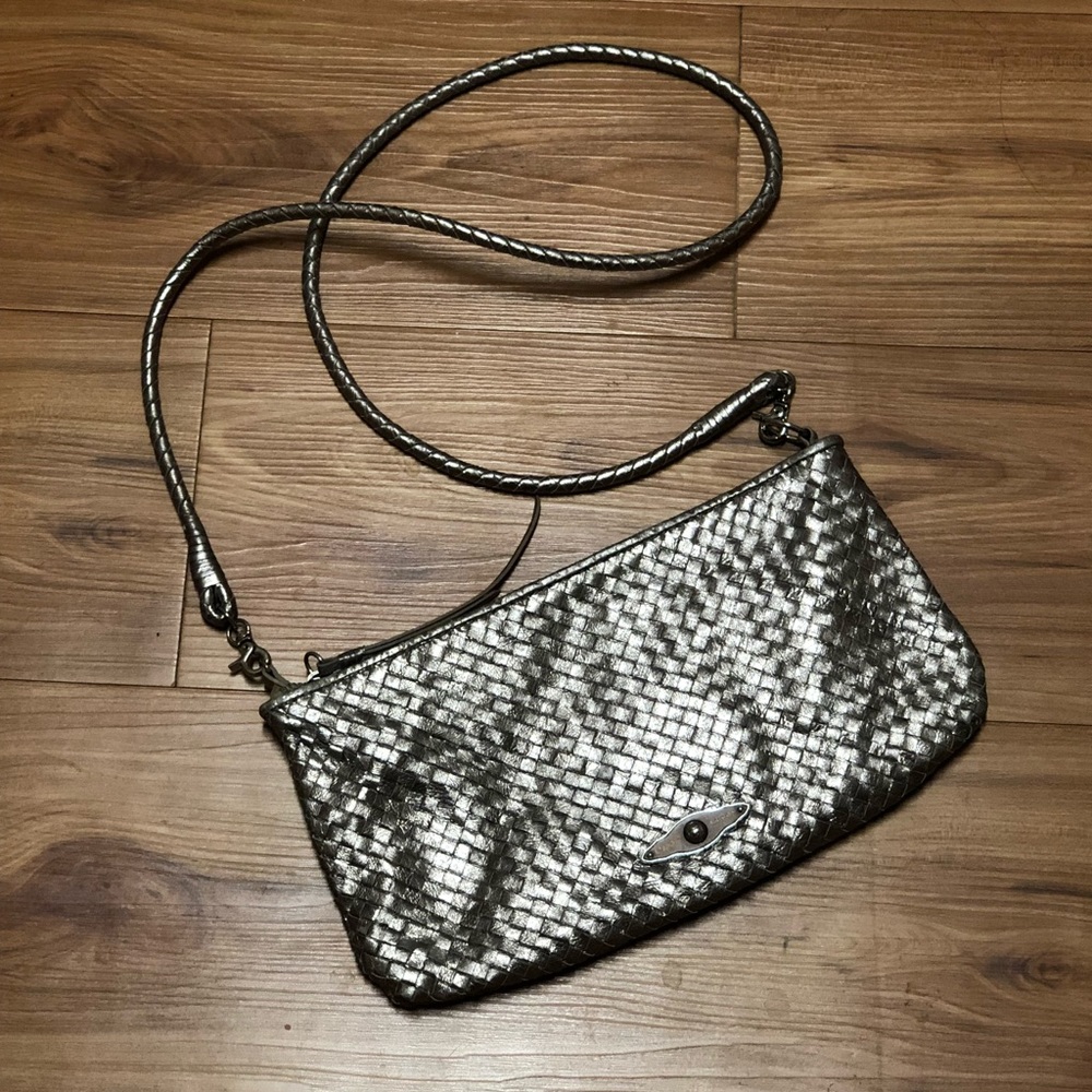 SOLD Elliot Lucca Metallic Woven Bag